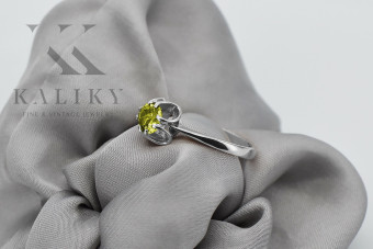 Vintage Silber 925, Gelber Peridot, Citrin Ring vrc348s