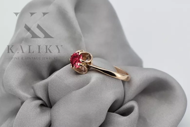 Russische sowjetische Rose 14 Karat 585 Gold Alexandrit Rubin Smaragd Saphir Zirkon Ring vrc084