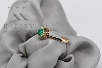 Elegant Sterling Silver Rose Gold Plated Emerald Ring vrc348rp