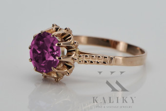 Classic Amethyst Accent in 14K Rose Gold Vintage Ring vrc045 vrc045