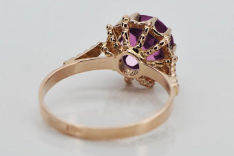 Classic Amethyst Accent in 14K Rose Gold Vintage Ring vrc045 vrc045