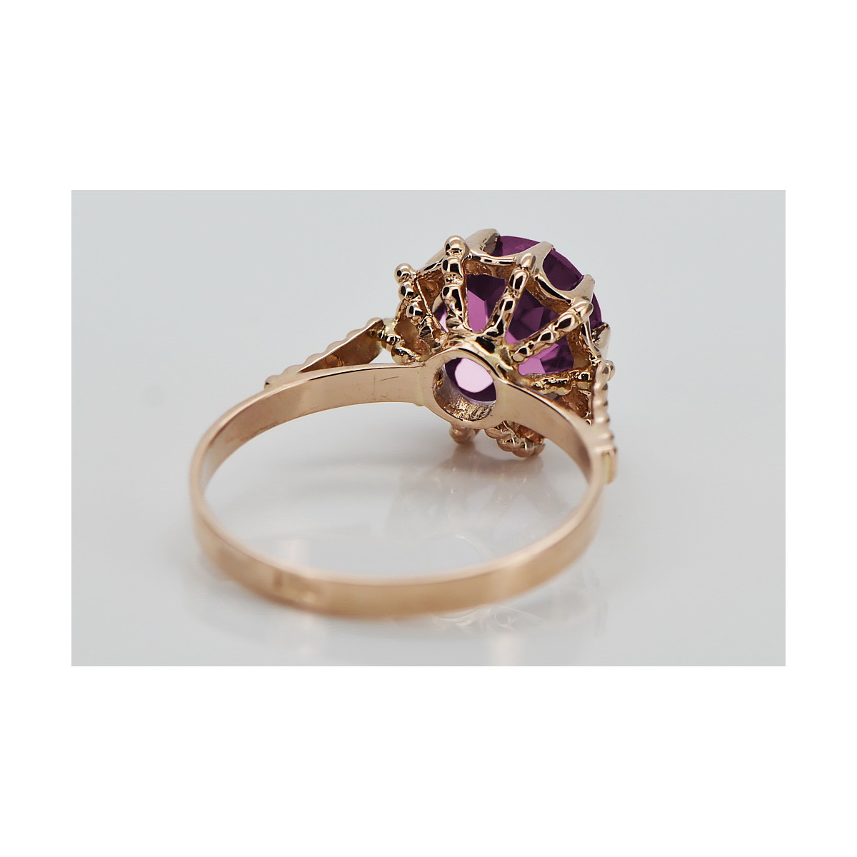 Russische sowjetische Rose 14 Karat 585 Gold Alexandrit Rubin Smaragd Saphir Zirkon Ring vrc014