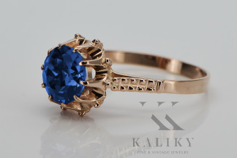 Elegant Vintage Sapphire in 14K Rose Pink Gold Ring vrc045 vrc045