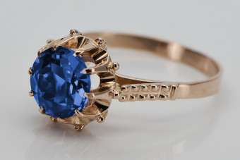 Elegant Vintage Sapphire in 14K Rose Pink Gold Ring vrc045 vrc045