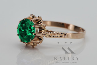 Emerald Delight: Original Vintage 14K Rose Gold Ring vrc045 vrc045