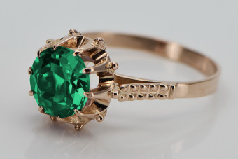 Emerald Delight: Original Vintage 14K Rose Gold Ring vrc045 vrc045