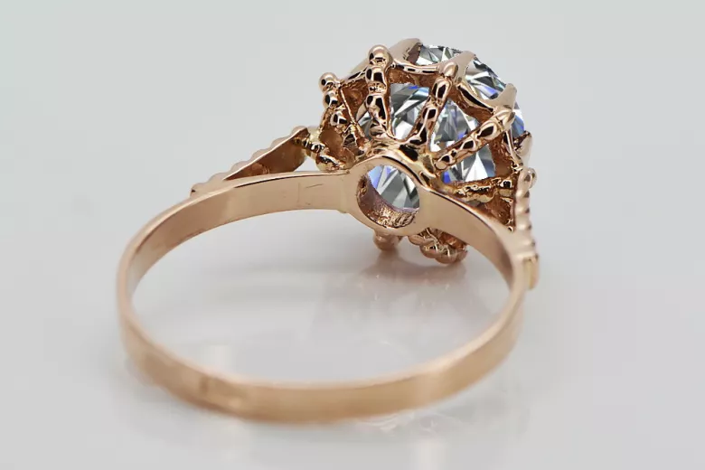 Russische sowjetische Rose 14 Karat 585 Gold Alexandrit Rubin Smaragd Saphir Zirkon Ring vrc014