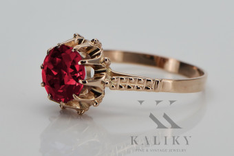 Classic Ruby Accentuated 14K Rose Gold Vintage Ring vrc045 vrc045