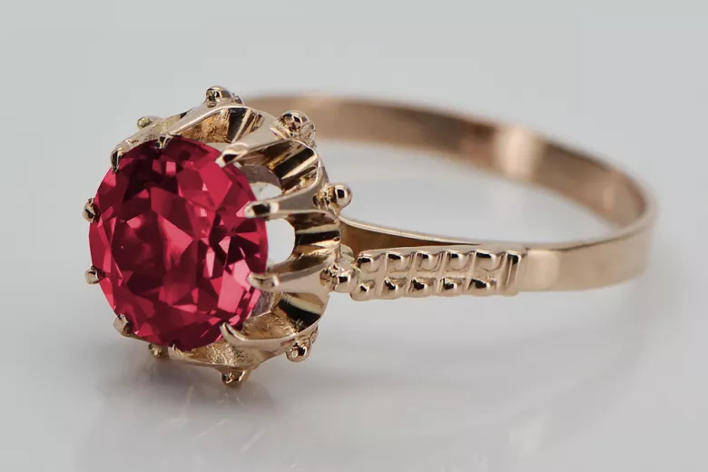 Russische sowjetische Rose 14 Karat 585 Gold Alexandrit Rubin Smaragd Saphir Zirkon Ring vrc014