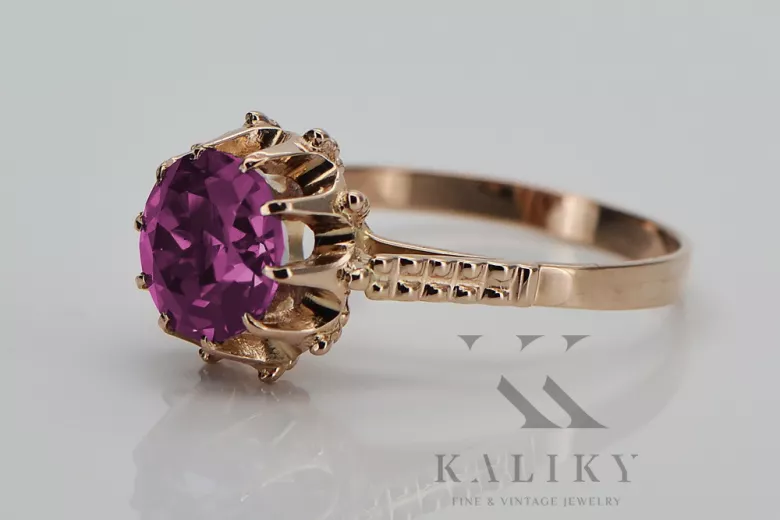 Russische sowjetische Rose 14 Karat 585 Gold Alexandrit Rubin Smaragd Saphir Zirkon Ring vrc084