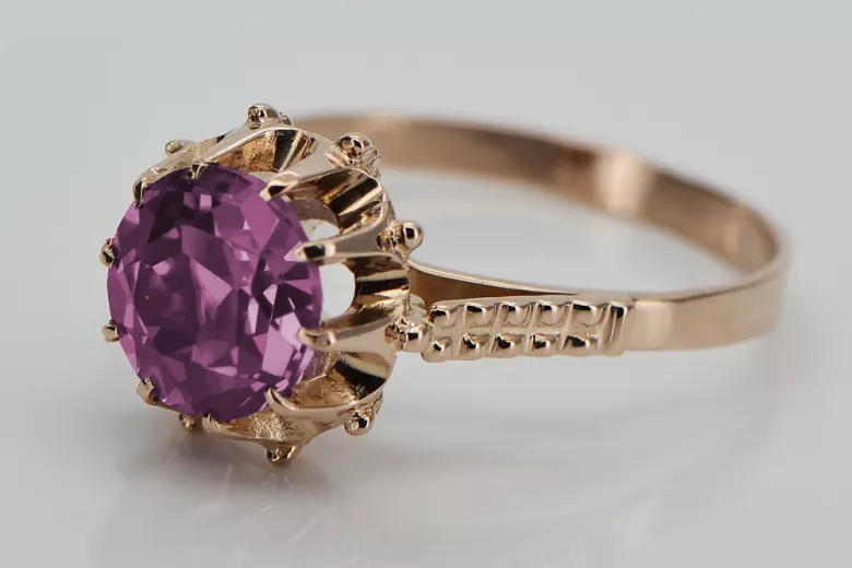 Russische sowjetische Rose 14 Karat 585 Gold Alexandrit Rubin Smaragd Saphir Zirkon Ring vrc084