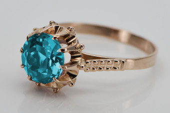 Sterling Silver Rose Gold Plated Aquamarine Ring - Vintage Style vrc045rp