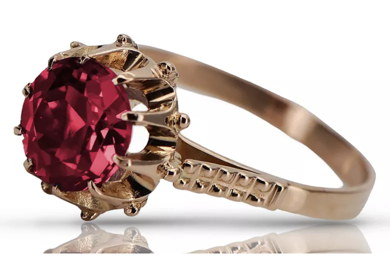 Russische sowjetische Rose 14 Karat 585 Gold Alexandrit Rubin Smaragd Saphir Zirkon Ring vrc084