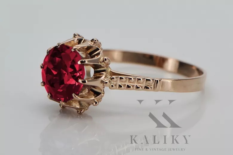 Russische sowjetische Rose 14 Karat 585 Gold Alexandrit Rubin Smaragd Saphir Zirkon Ring vrc084