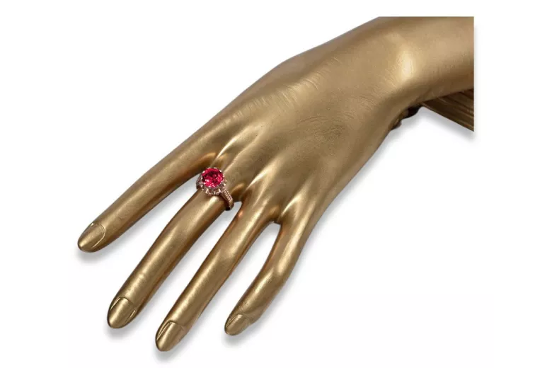 Russische sowjetische Rose 14 Karat 585 Gold Alexandrit Rubin Smaragd Saphir Zirkon Ring vrc084