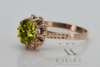 Sterling Silver Rose Gold Plated Peridot Ring with Yellow Stones vrc045rp