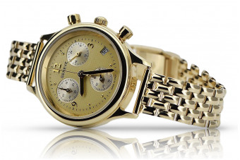 Goldene Herrenuhr Geneve ★ zlotychlopak.pl ★ Gold Reinheit 585 333 Niedriger Preis!