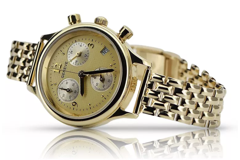 Reloj de oro para hombre Geneve ★ zlotychlopak.pl ★ Pureza de oro 585 333 Precio bajo!