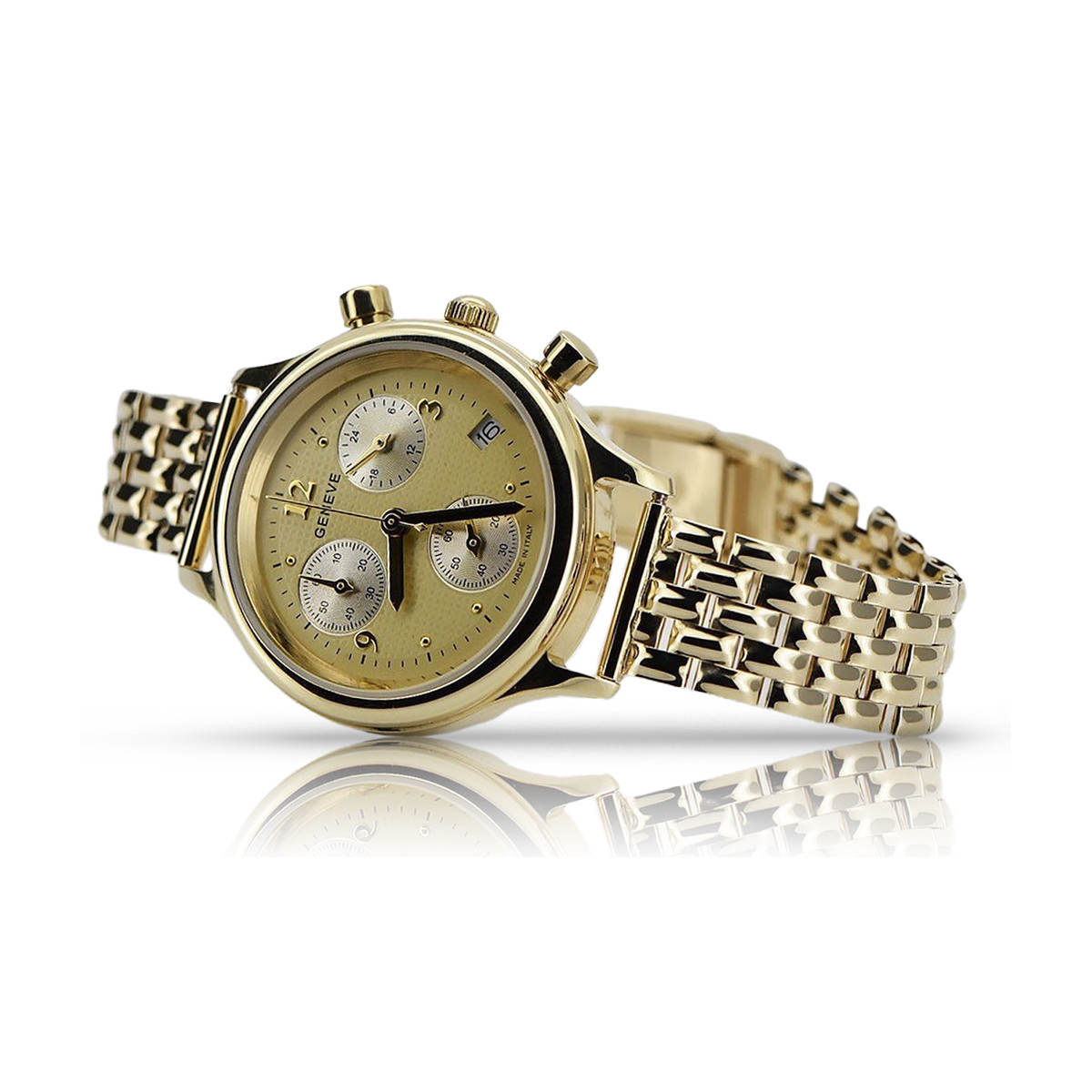 Gold men's watch Geneve ★ zlotychlopak.pl ★ Gold purity 585 333 Low Price!