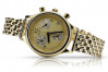 Żółty zegarek damski z 14k złotem 585 Geneve lw019y&lbw004y
