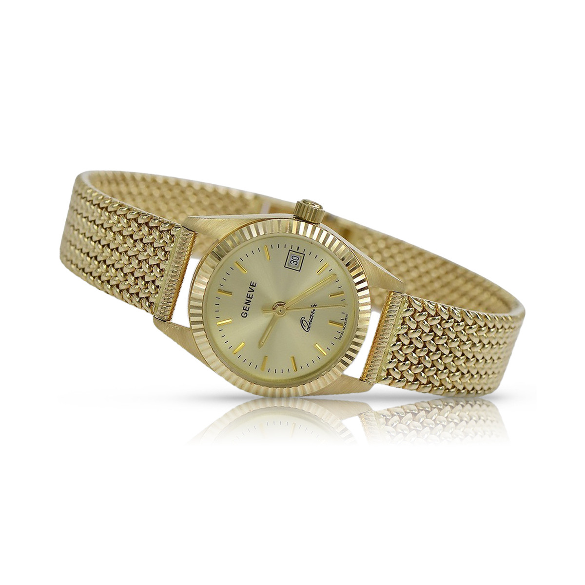 Goldene Herrenuhr Geneve ★ zlotychlopak.pl ★ Gold Reinheit 585 333 Niedriger Preis!