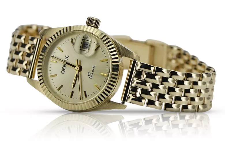 Gold men's watch Geneve ★ zlotychlopak.pl ★ Gold purity 585 333 Low Price!