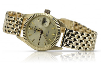 Reloj de pulsera de dama en oro amarillo 14k 585 Geneve lw020ydy&lbw004y