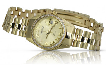 Montre Dame en Or Jaune 14k 585 Geneve lw078ydg&lbw009y