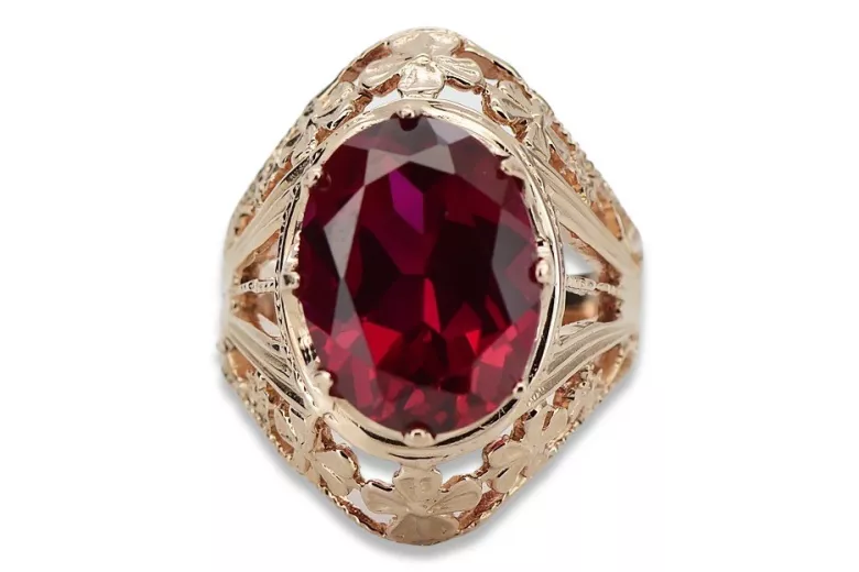 Russische sowjetische Rose 14 Karat 585 Gold Alexandrit Rubin Smaragd Saphir Zirkon Ring vrc014