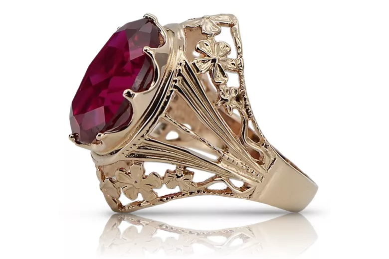 Russische sowjetische Rose 14 Karat 585 Gold Alexandrit Rubin Smaragd Saphir Zirkon Ring vrc014