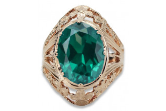 Ruso soviético rosa 14k 585 oro Alejandrita Rubí Esmeralda Zafiro Circón anillo vrc014