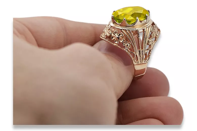 Russische sowjetische Rose 14 Karat 585 Gold Alexandrit Rubin Smaragd Saphir Zirkon Ring vrc014