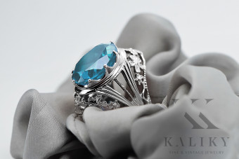 925 Silber Aquamarin Ring, Vintage Design vrc031s vrc031s