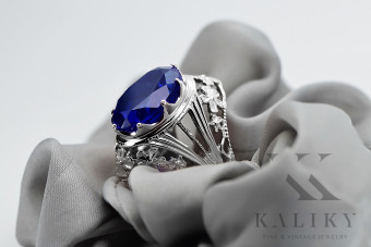 Sterling Silver 925 Sapphire Vintage Ring vrc031s