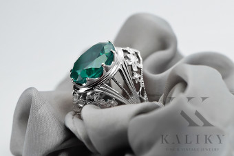 Sterling Silver 925 Emerald Vintage Ring vrc031s