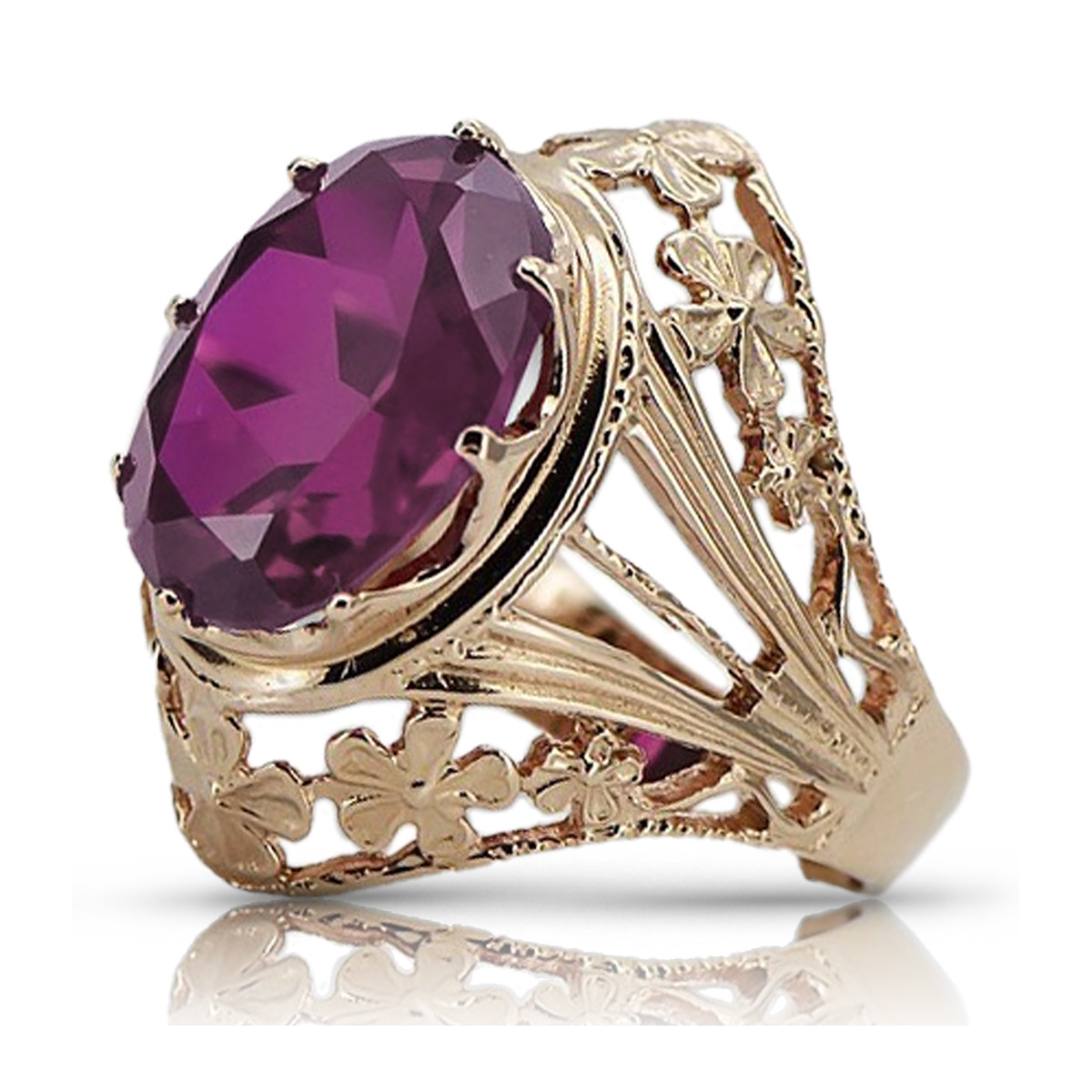 Rose soviétique russe 14k 585 or Alexandrite Ruby Emerald Sapphire Zircon ring vrc084