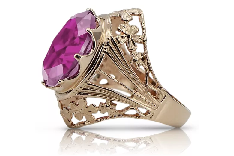 Rose soviétique russe 14k 585 or Alexandrite Ruby Emerald Sapphire Zircon ring vrc084