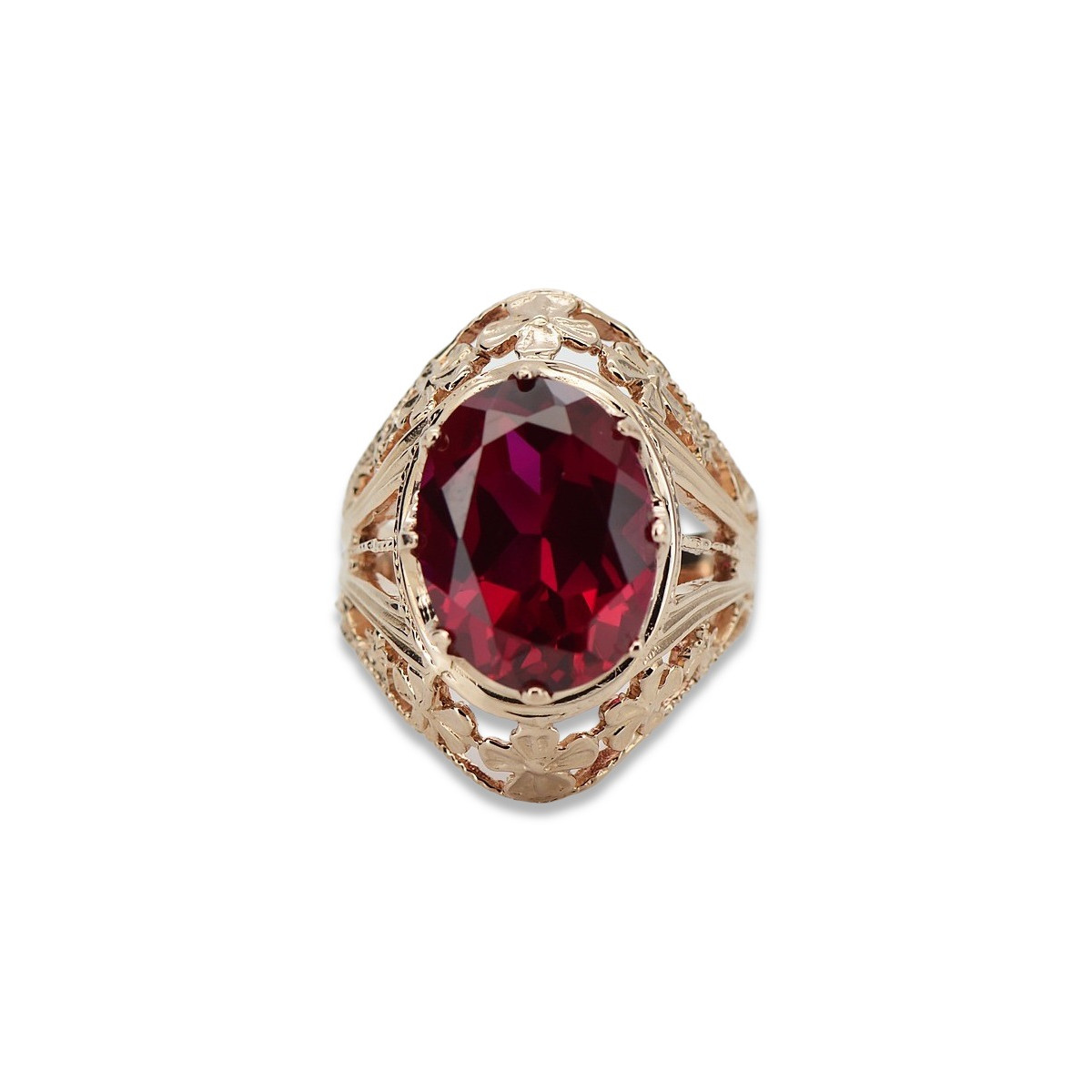 Russische sowjetische Rose 14 Karat 585 Gold Alexandrit Rubin Smaragd Saphir Zirkon Ring vrc084