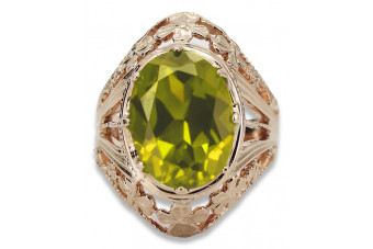 Inel din argint Sterling, placat cu aur roz, Peridot galben vrc031rp