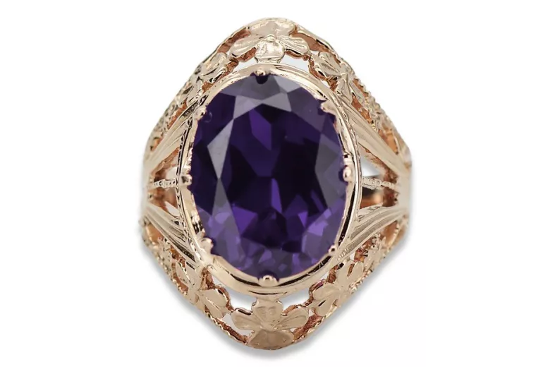 Rose soviétique russe 14k 585 or Alexandrite Ruby Emerald Sapphire Zircon ring vrc084