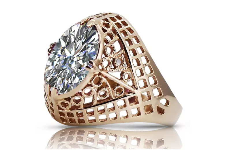 Russische sowjetische Rose 14 Karat 585 Gold Alexandrit Rubin Smaragd Saphir Zirkon Ring vrc030