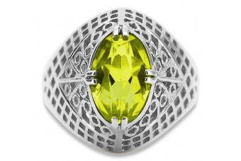 Bague en argent vintage avec Péridot Jaune et Saphir Tanzanite vrc030s