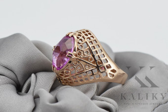 Vintage 925 Silber rosévergoldeter Ring mit Amethyst vrc030rp