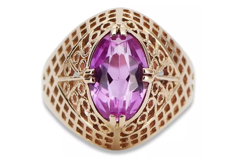 Russische sowjetische Rose 14 Karat 585 Gold Alexandrit Rubin Smaragd Saphir Zirkon Ring vrc084