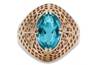 Elegant Sterling Silver Rose Gold Aquamarine Ring vrc030rp