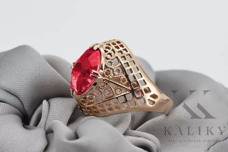 Russische sowjetische Rose 14 Karat 585 Gold Alexandrit Rubin Smaragd Saphir Zirkon Ring vrc084