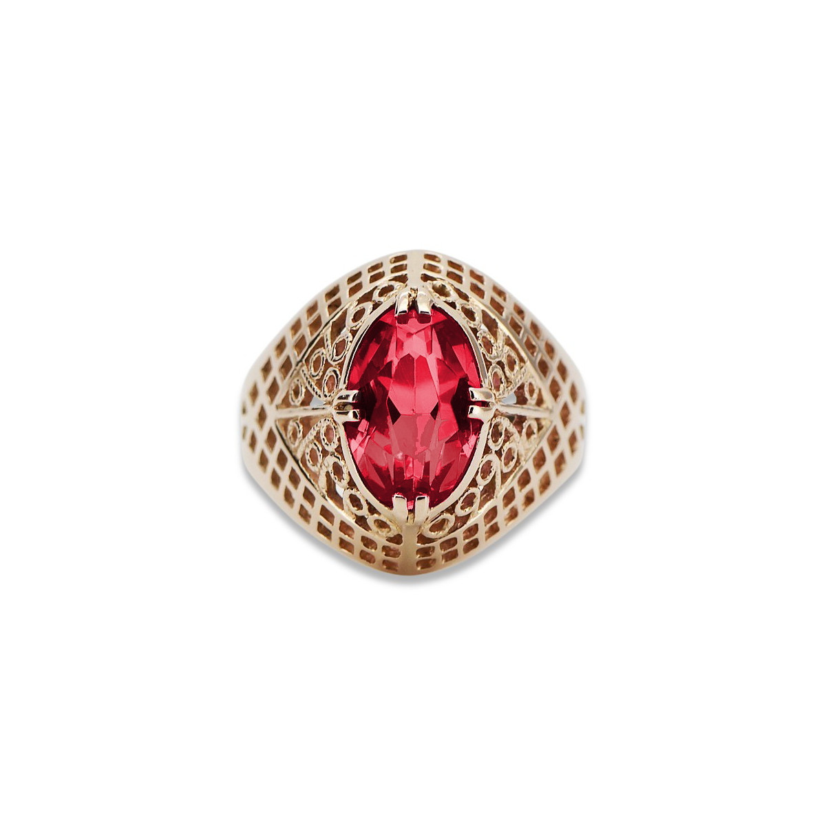 Russische sowjetische Rose 14 Karat 585 Gold Alexandrit Rubin Smaragd Saphir Zirkon Ring vrc084