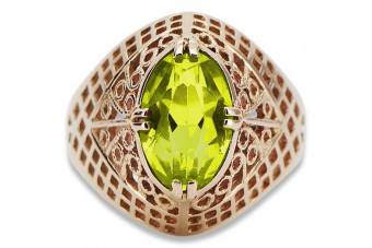 Anillo de Plata 925 Vintage Chapado en Oro Rosa con Peridoto Amarillo vrc030rp