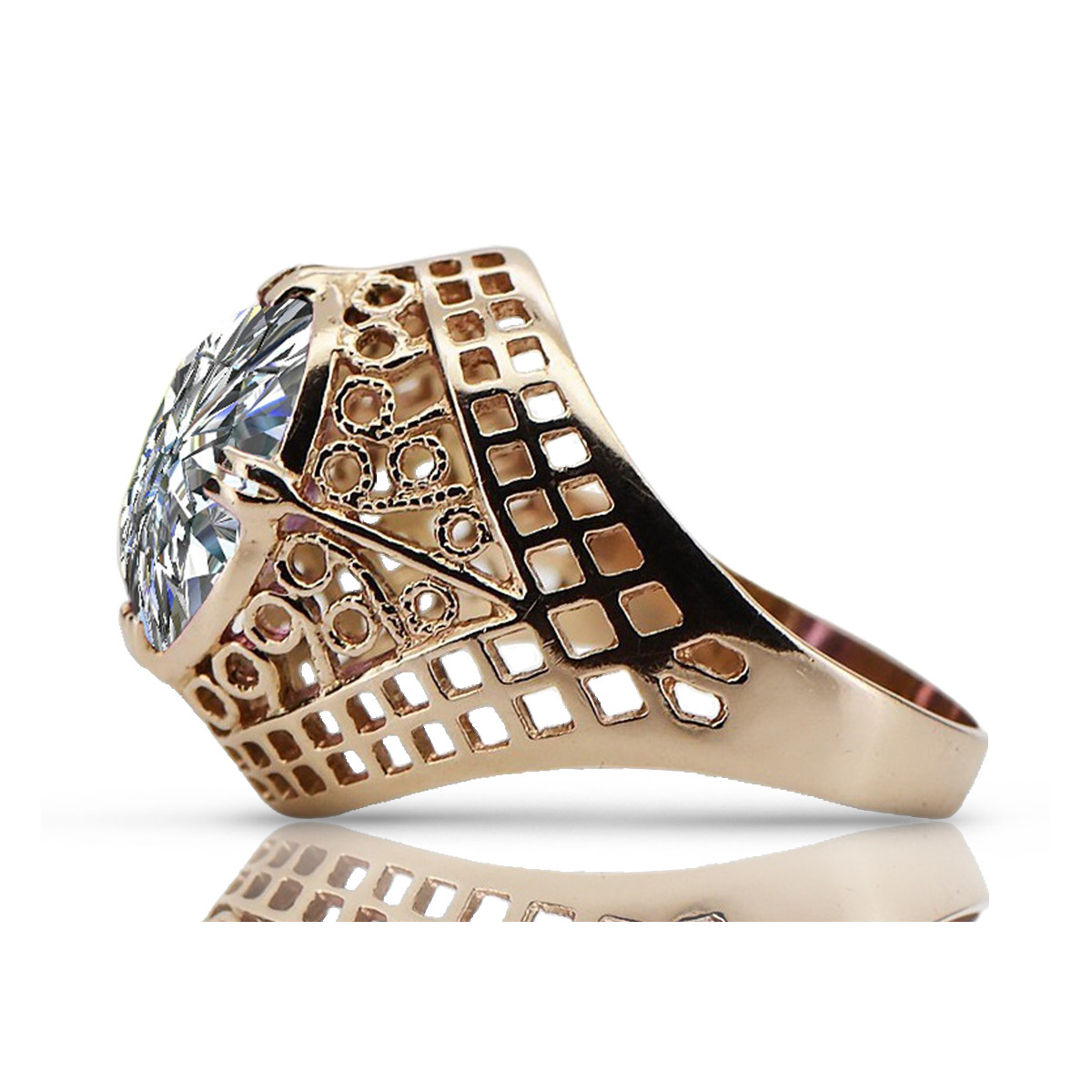 Russische sowjetische Rose 14 Karat 585 Gold Alexandrit Rubin Smaragd Saphir Zirkon Ring vrc084