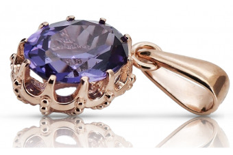 Rose Gold Plated Silver Pendant with Mixed Gemstones vpc008rp
